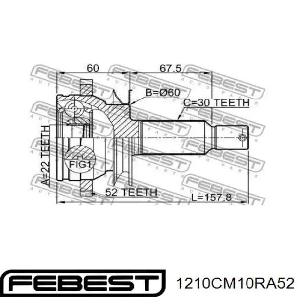 Піввісь задня 1210CM10RA52 Febest