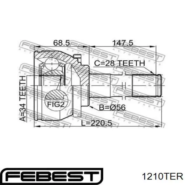 ШРУС зовнішній передній 1210TER Febest