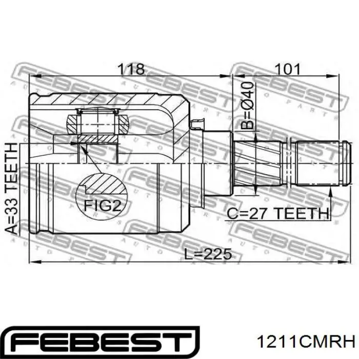 1211CMRH Febest Шарнір кутових швидкостей внутрішній задній