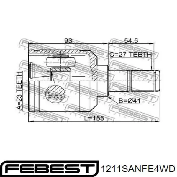 ШРУС внутрішній, задній 1211SANFE4WD Febest