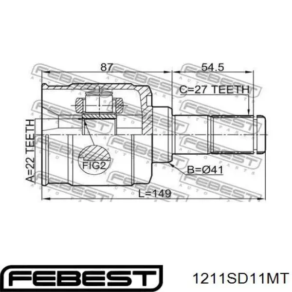 Купити 1211SD11MT Febest Граната внутрішня ліва