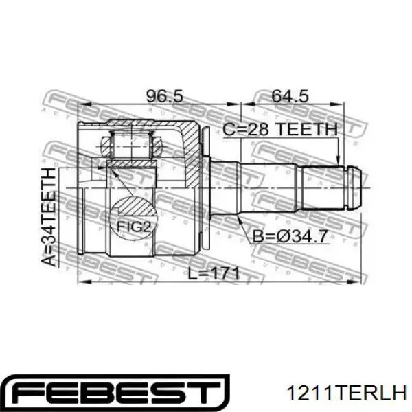 Шарнір кутових швидкостей передній лівий Febest 1211TERLH ціна, від 31.20 USD
