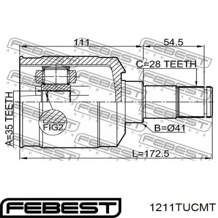 ШРУС внутрішній, передній, лівий 1211TUCMT Febest