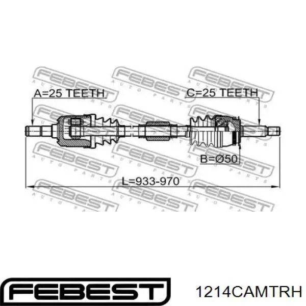 Піввісь (привід) передня, права 1214CAMTRH Febest