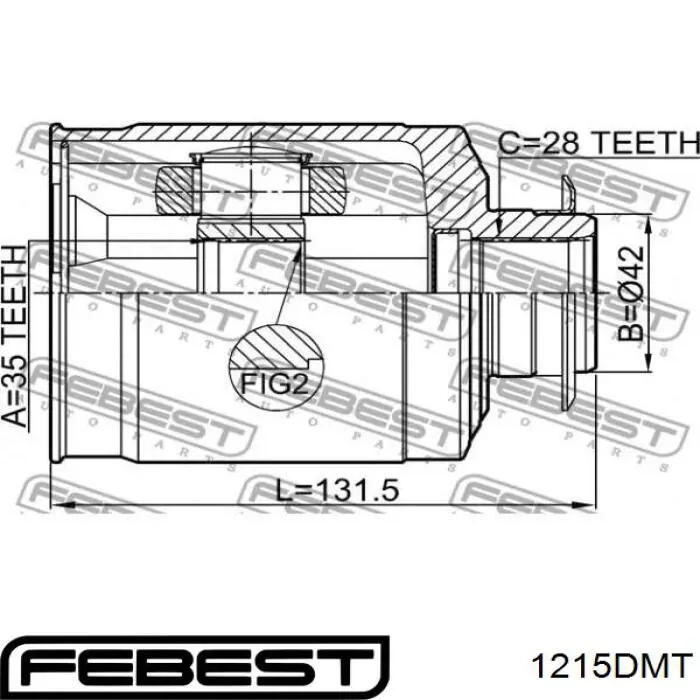 Купити 1215DMT Febest Пильник гранати внутрішній, правий