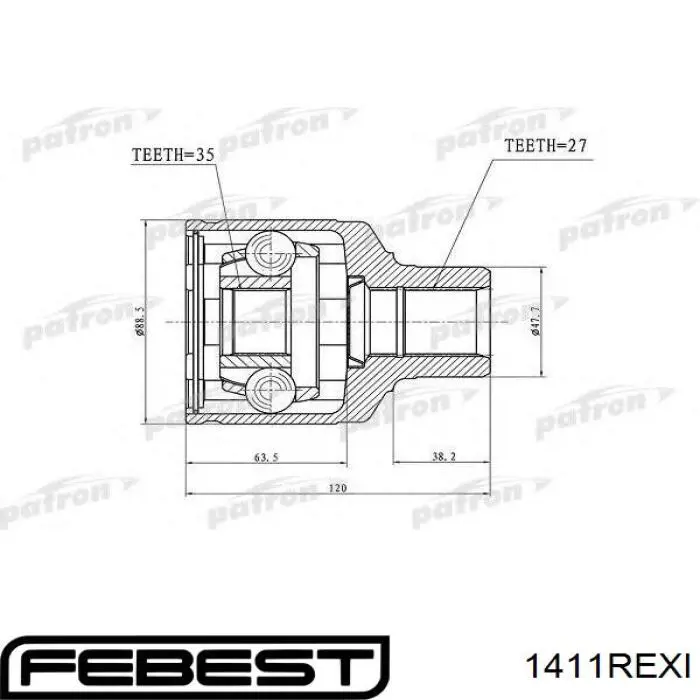 Купити 1411REXI Febest Граната внутрішня ліва
