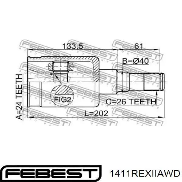 Граната внутрішня ліва 1411REXIIAWD Febest