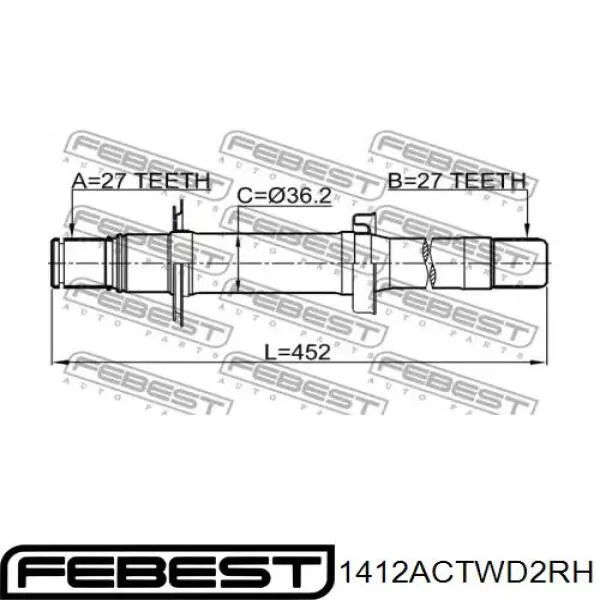 Піввісь передня, права Ssang Yong 4131034051 ціна, від 300.90 USD