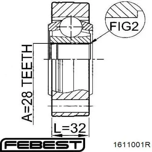 Купити 1611001R Febest ШРКШ внутрішній, задній