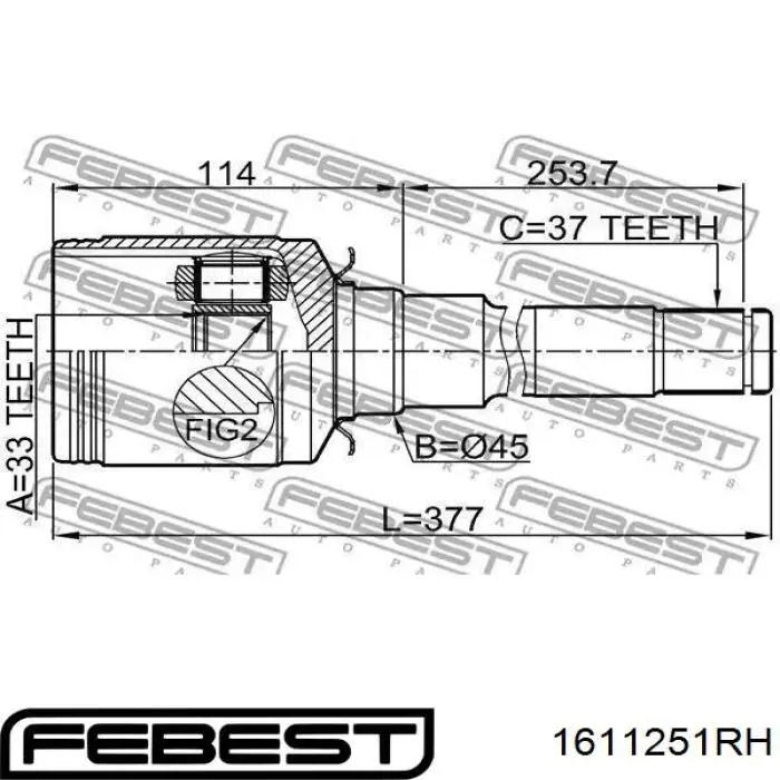  Febest 1611251RH ціна, від 120.20 USD