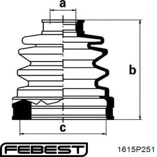 Пильник ШРКШ внутрішній, задньої півосі Febest 1615P251