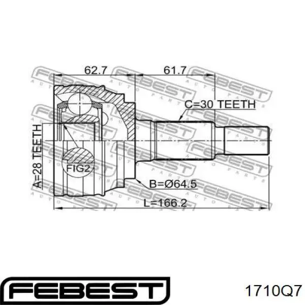 Купити 1710Q7 Febest Шарнір приводу зовнішній