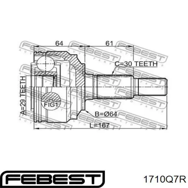 Граната зовнішня задня Febest 1710Q7R ціна, від 66.51 USD