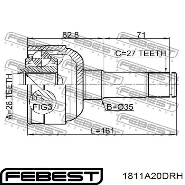 Шарнір кутових швидкостей передній лівий BGA CV9580B ціна, від 53.76 USD