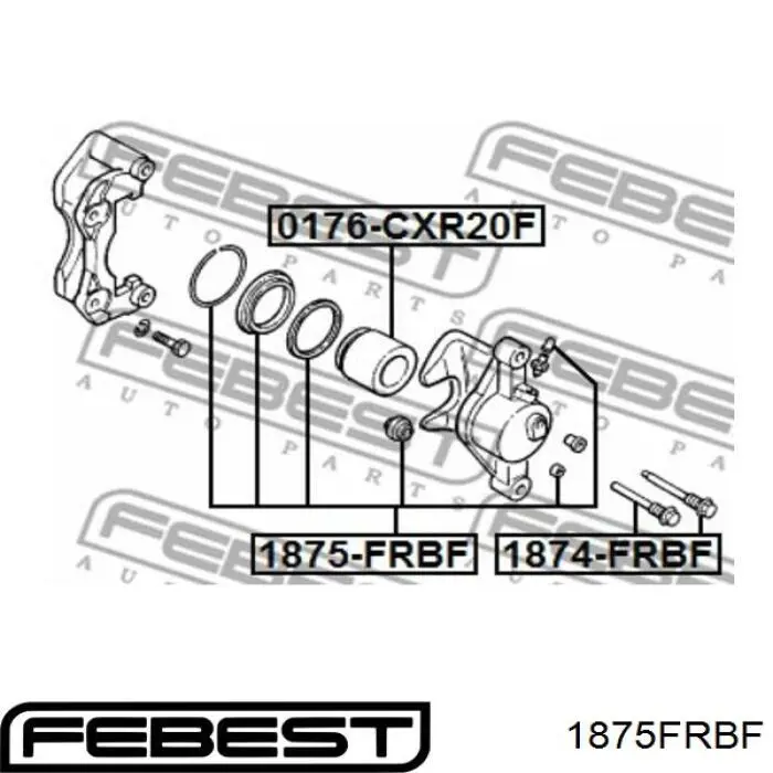 1875FRBF Febest ремкомплект супорту гальмівного переднього