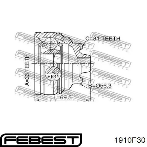 Граната колісна Febest 1910F30 ціна, від 34.13 USD