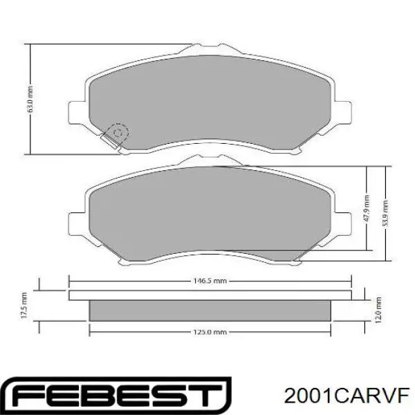 Купити 2001CARVF Febest Колодки гальмівні передні, дискові