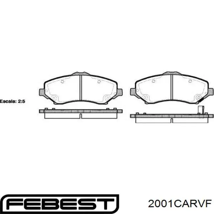Передні тормозні колодки 2001CARVF Febest