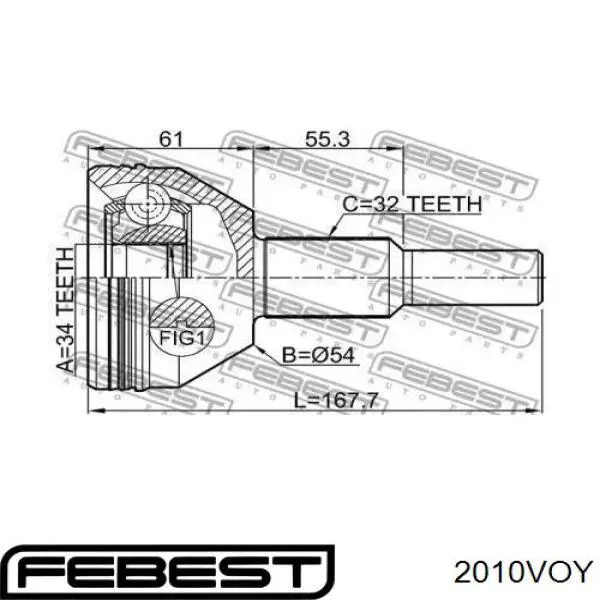 Граната колісна Febest 2010VOY ціна, від 36.63 USD