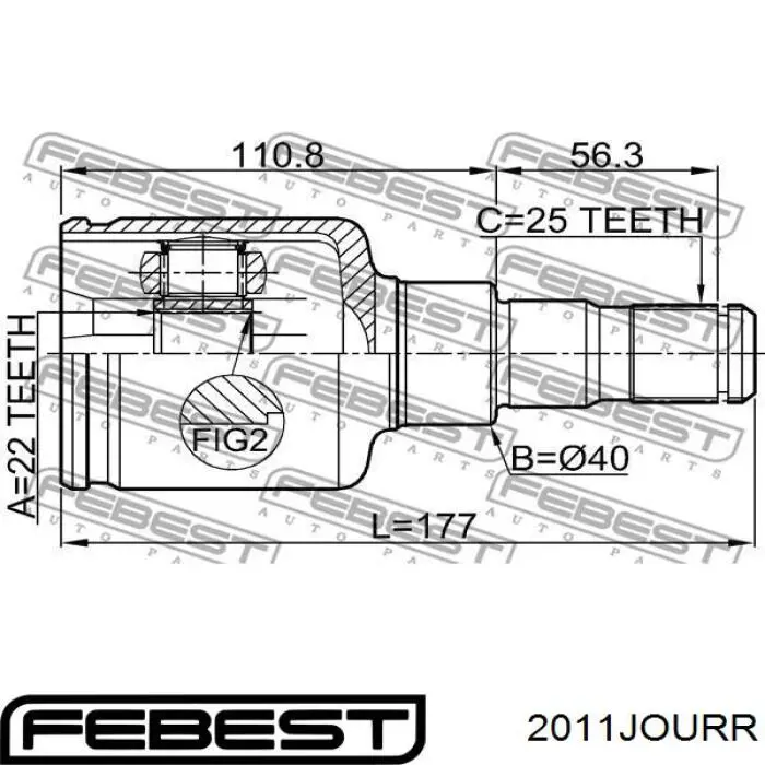 ШРУС внутрішній, задній FEBEST 2011JOURR