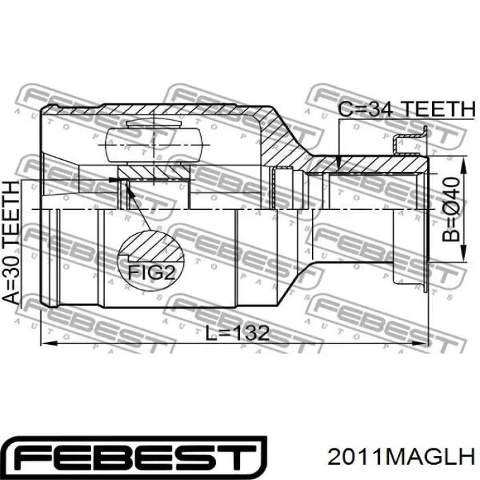 Купити 2011MAGLH Febest Граната внутрішня ліва