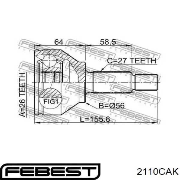 ШРУС зовнішній передній 2110CAK Febest