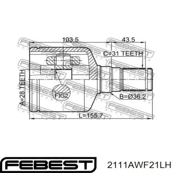 Граната колісна Febest 2111AWF21LH ціна, від 54.29 USD