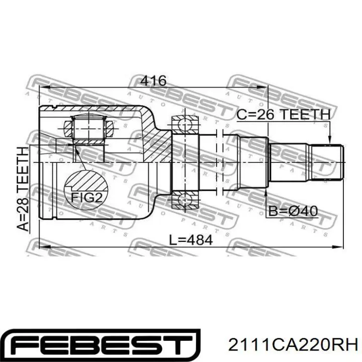 ШРУС внутрішній, передній, правий 2111CA220RH Febest