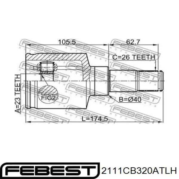 ШРУС внутрішній, передній, лівий 2111CB320ATLH Febest