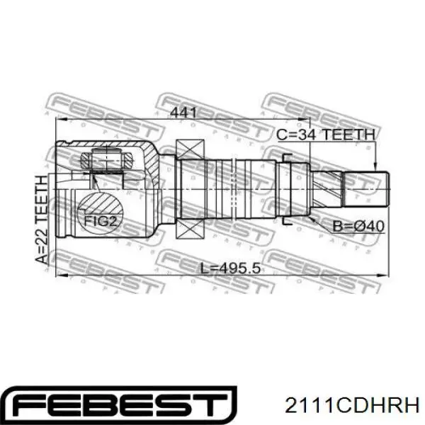 ШРУС внутрішній, передній, правий TX566 Ford