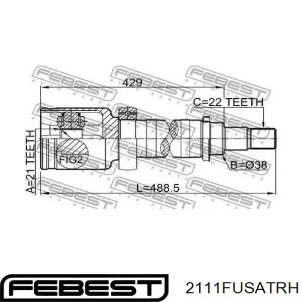 ШРУС внутрішній, передній, правий 1323141 Ford