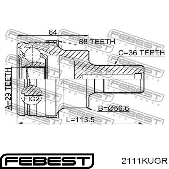 Купити 2111KUGR Febest ШРКШ внутрішній, задній