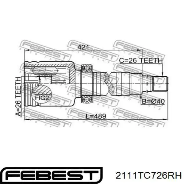 ШРКШ внутрішній, передній, правий Febest 2111TC726RH ціна, від 54.62 USD