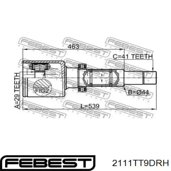 ШРУС внутрішній, передній, правий 2111TT9DRH Febest