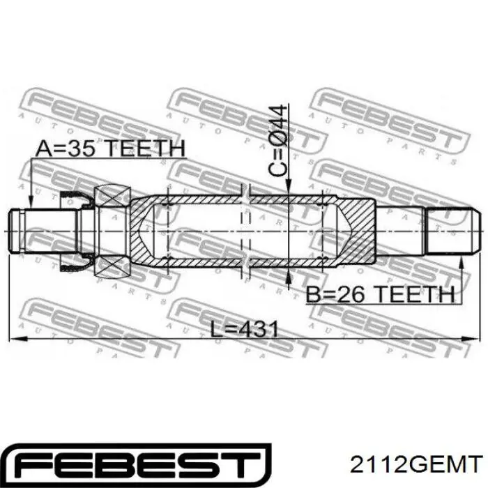 Вал приводу проміжний 2112GEMT Febest