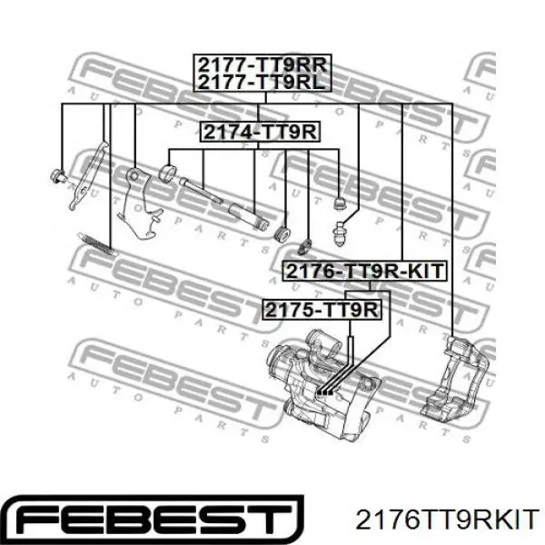 Купити 2176TT9RKIT Febest Супорт гальмівного, заднього