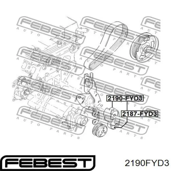 Натягувач приводного ременя 2190FYD3 Febest