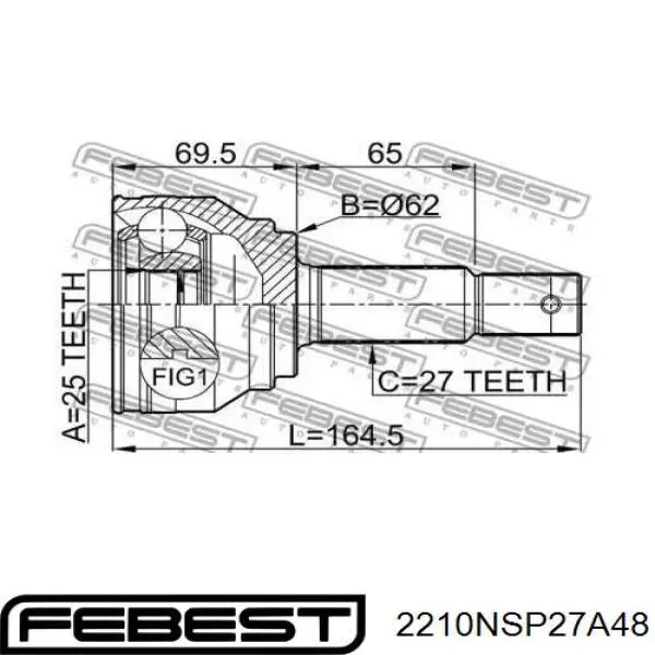 ШРУС зовнішній передній 2210NSP27A48 Febest