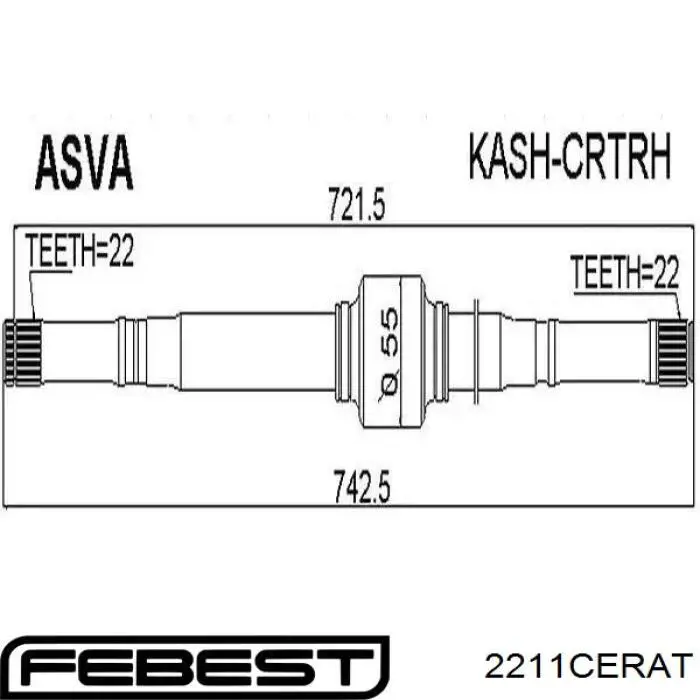 ШРКШ внутрішній, передній Febest 2211CERAT ціна, від 83.10 USD