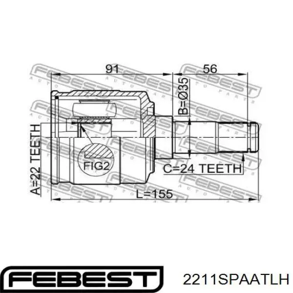 Шарнір кутових швидкостей передній лівий Febest 2211SPAATLH ціна, від 58.02 USD