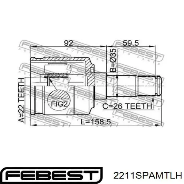 Шарнір кутових швидкостей передній лівий Febest 2211SPAMTLH ціна, від 43.86 USD