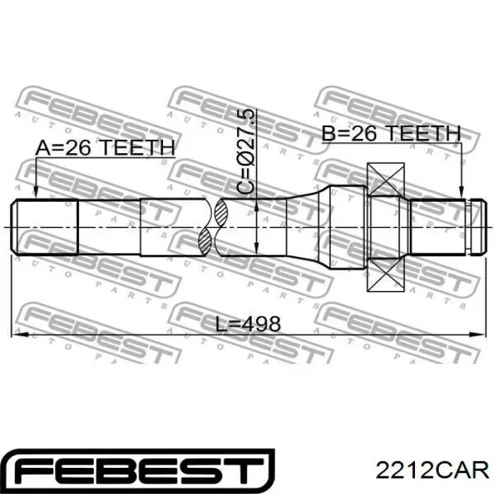 Купити 2212CAR Febest Приводний вал проміжний