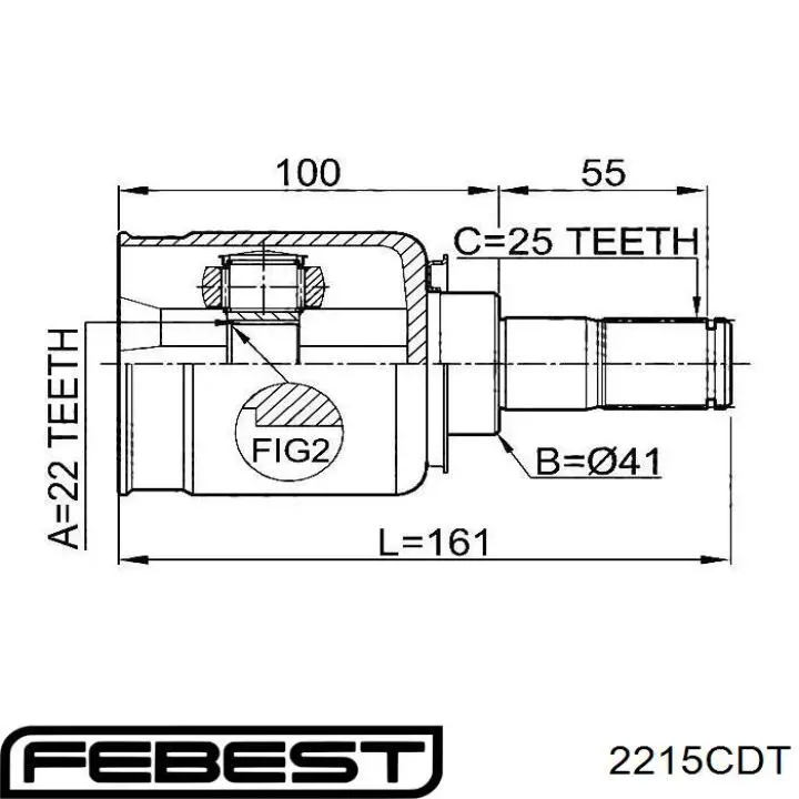 Купити 2215CDT Febest Пильник шарніра кутових швидкостей внутрішній передній