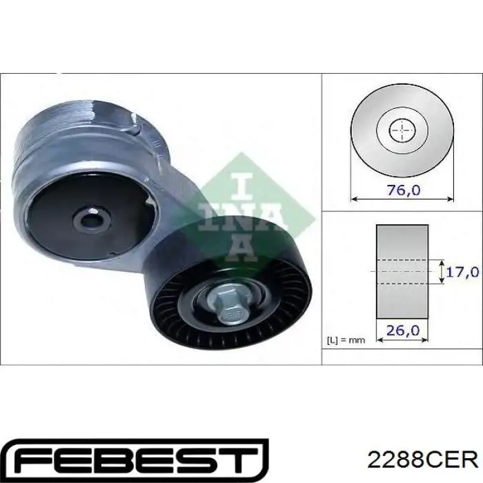 Ролик приводного ременя, паразитний Febest 2288CER