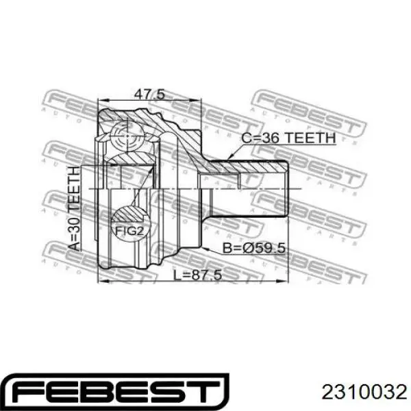 ШРУС зовнішній передній 2310032 Febest