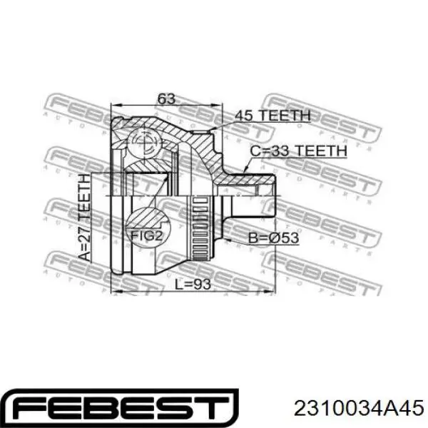 ШРУС зовнішній передній 2310034A45 Febest