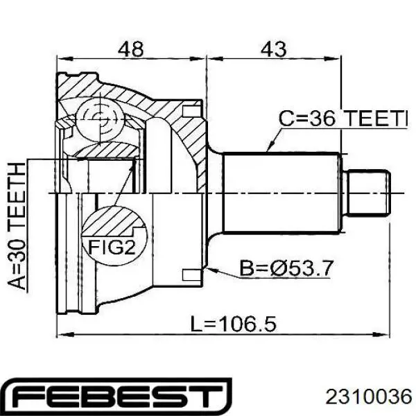 ШРУС зовнішній передній 2310036 Febest
