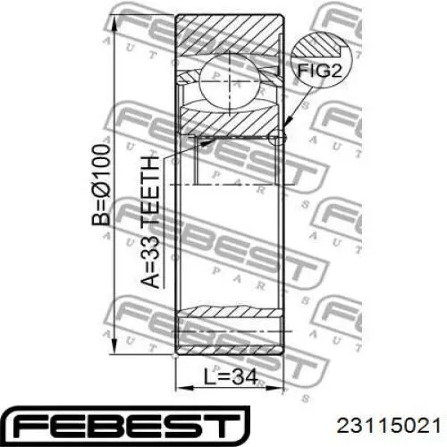 Купити 23115021 Febest Граната внутрішня, передня, ліва