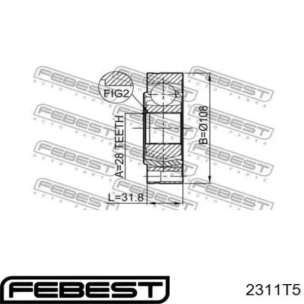 Купити 2311T5 Febest Граната внутрішня, передня, ліва