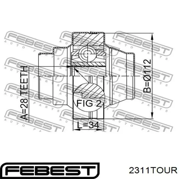 Купити 2311TOUR Febest Граната внутрішня ліва
